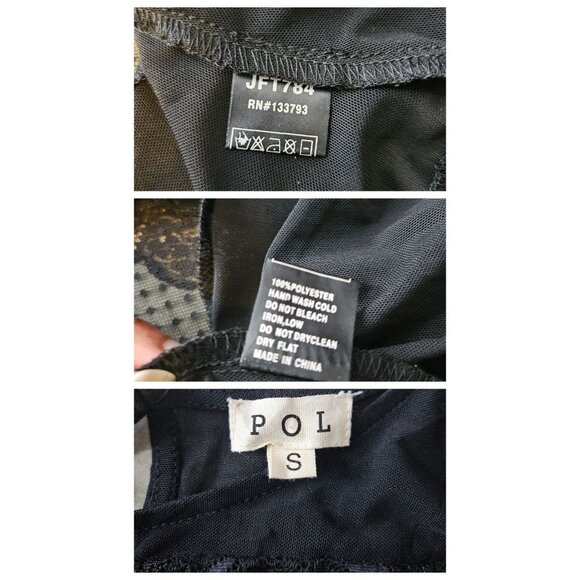 2/$35 POL Black Sheer Lace Witchy Goth Whymsical Bell Sleeve Oversized Blouse S - Picture 9 of 9